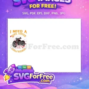 A free graphic of a black and red custom motorcycle with grunge splatters, featuring the text 'I NEED A BIKE LOVER GIRLFRIENDS'. This free design is perfect for apparel and more.