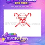 Free Biker Santa Skull Free Crossed Candy Canes Christmas Free SVG - Instant Download