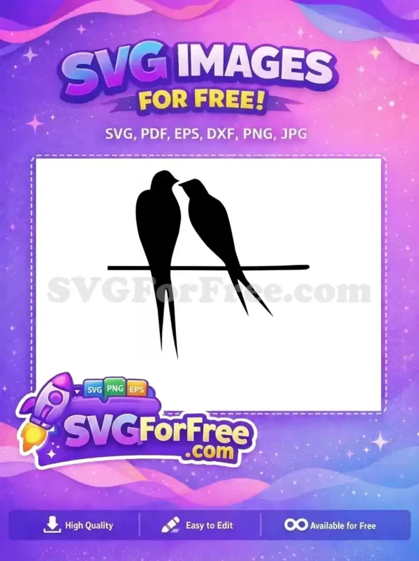 A sleek, free black silhouette of a swallow-like bird perched on a branch, offering a versatile free design element.
