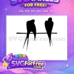 Free Perched Swallow Silhouette Free Minimalist Black Bird Design Free SVG - Instant Download