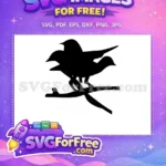 Free Black Bird Silhouette Free Simple Perched Bird Nature Free SVG - Instant Download