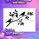 Free Black Bird Silhouette Free Leaves on Frame Nature Free SVG - Instant Download
