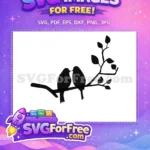 Free Lovebirds on Branch Free Birdhouse Silhouette Romantic Nature Free SVG - Instant Download