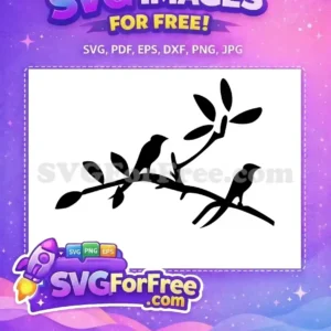 Free Bird on Branch SVG – Nature’s Charm Free Design Vector Free elegant silhouette of a bird perched on a leafy branch, an ideal free design for nature-themed art and crafts.