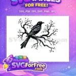 Free Black Bird Silhouette Free Twisty Tree Branch Birds Silhouette Free SVG - Instant Download