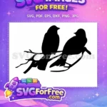Free Flying Birds Silhouette Free Love Birds on Branch Free SVG - Instant Download