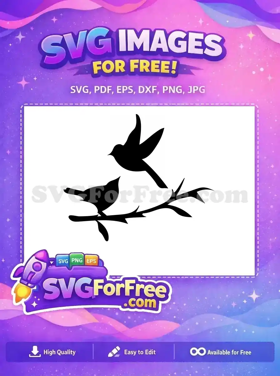 A striking free SVG design showcasing a silhouetted bird perched on a branch beneath a prominent black rectangle, ideal for crafting. Download this free graphic now!
