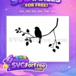 Free Hanging Sign Silhouette Free Tree Branch Leaves Rustic Nature Design Free SVG - Instant Download