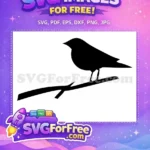 Free Black Bird Silhouette Free Standing Perched Nature Clipart Free SVG - Instant Download