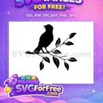 Free Bird on Branch Free Black Silhouette Birds Silhouette Design Free SVG - Instant Download