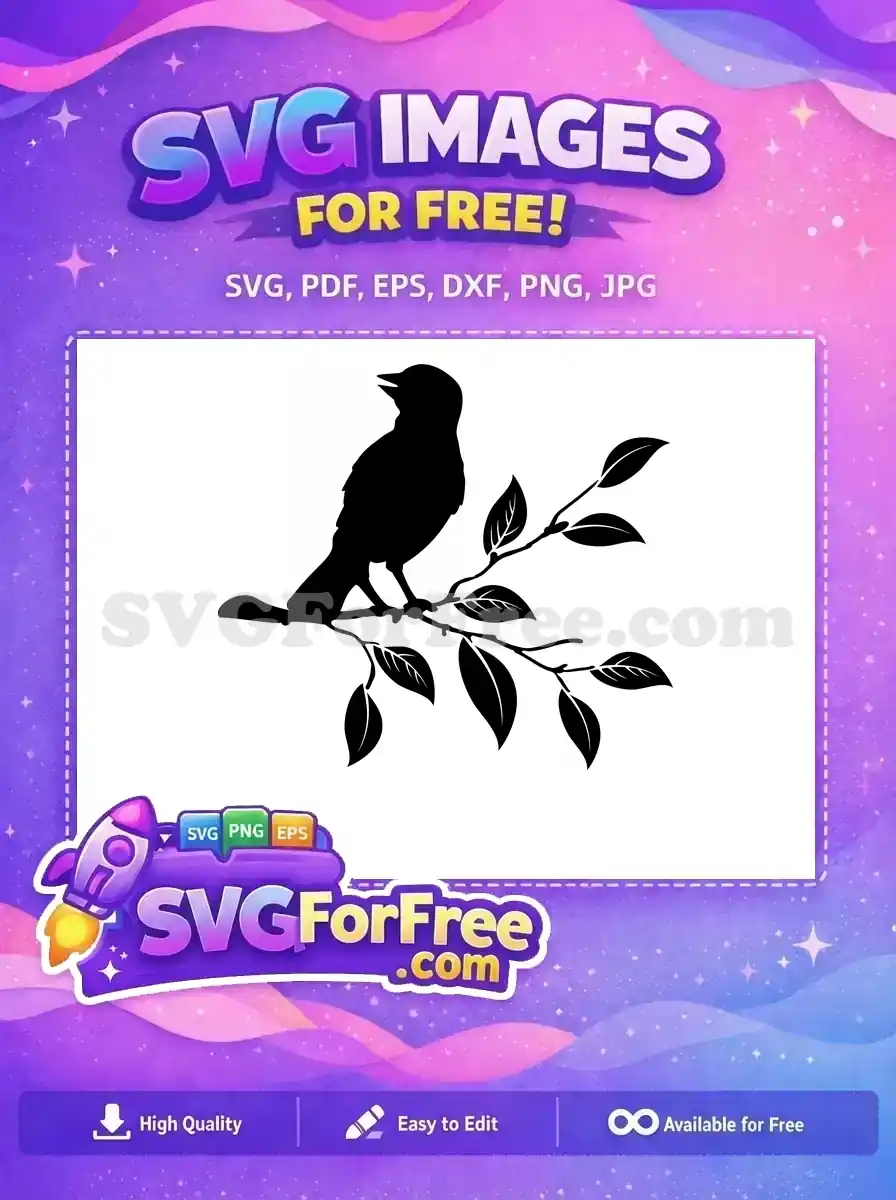 Free SVG design: Minimalist black leafy branch elegantly blended with bold geometric shapes, great for stylish projects.
