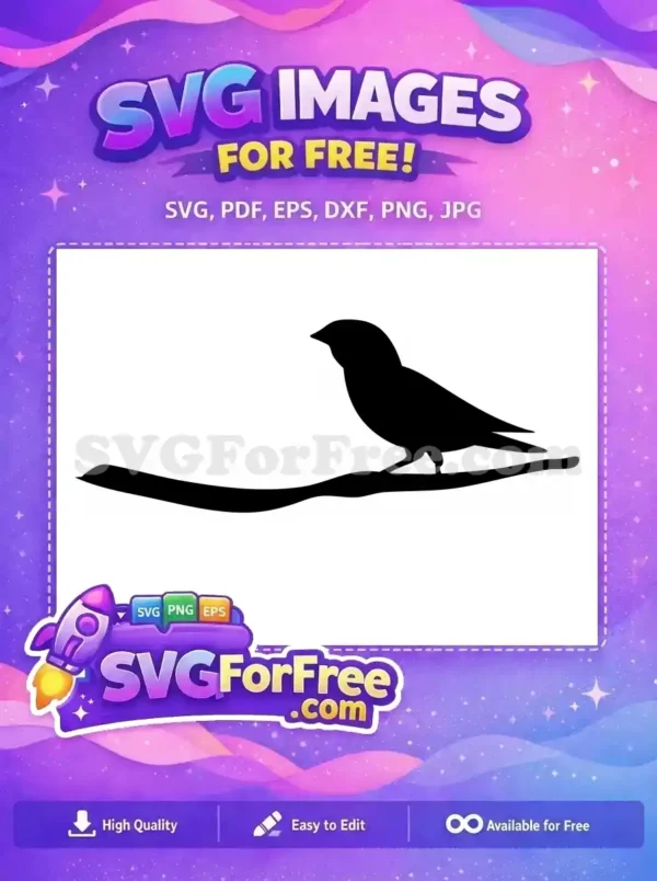 This free minimalist bird silhouette design, perched on a line, offers a sleek and modern aesthetic. A truly free and versatile SVG graphic.