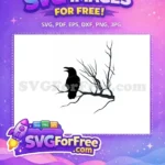 Free Cawing Raven Silhouette Free Perched on Branch The Crow Free SVG - Instant Download