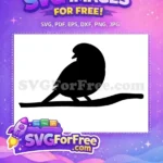 Free Bird on Branch Silhouette Free Black Canary Graphic Free SVG - Instant Download