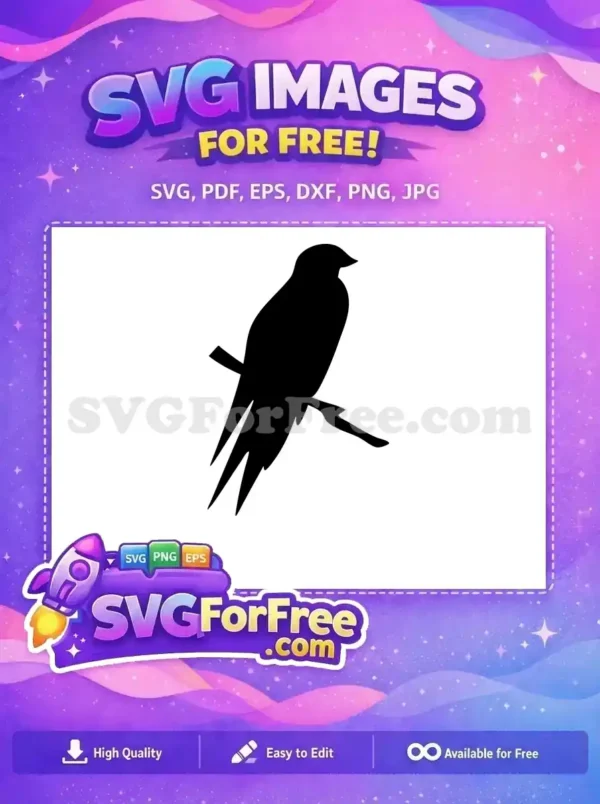A striking free bird silhouette perched elegantly on a branch, ideal for your next creative free design project.
