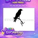 Free Mockingbird Silhouette Free Perched on Tree Branch Art Free SVG - Instant Download
