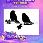 Free Two Birds Silhouette Free Leafy Branch Love Birds Free SVG - Instant Download