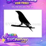 Free Bird on Branch Silhouette Free Black Bird Graphic Birds Silhouette Free SVG - Instant Download