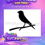 Free Perched Sparrow Silhouette Free Minimalist Bird on Branch Free SVG - Instant Download