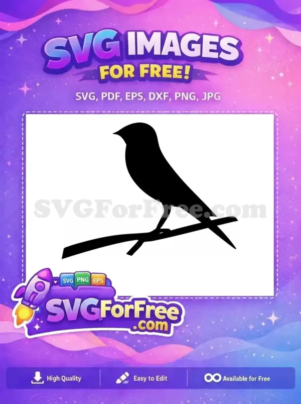 A high-quality free SVG of a minimalist black bird silhouette perched, ideal for crafts and digital projects. Download free today!