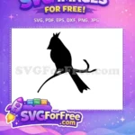 Free Cardinal Bird Silhouette Free Perched On Branch Nature Free SVG - Instant Download