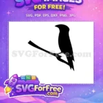 Free Bird on Branch Free Black Silhouette Nature Clipart Free SVG - Instant Download