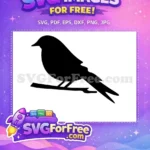Free Perched Bird Silhouette Free Sitting on Branch Birds Silhouette Free SVG - Instant Download