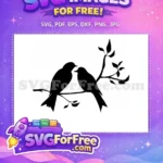 Free Flying Birds Silhouette Free Tree Branch Nature Scene Free SVG 2 - Instant Download