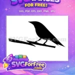 Free Black Raven Silhouette Free Perched on Ledge Edgar Allan Poe Free SVG - Instant Download