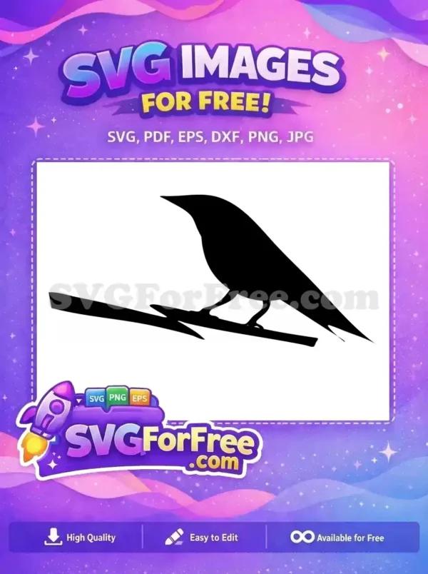 A sleek, free bird silhouette perched elegantly, ideal for various creative projects. This clean vector design is truly captivating.