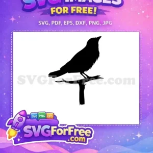 A striking free bird silhouette perched on a branch, ideal for crafting and decor. This free design is versatile.