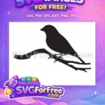 Free Perched Bird on Branch Free Songbird Silhouette Birds Free SVG - Instant Download