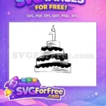 Free First Birthday Cake Free Number 1 Candle Topper Birthday Cake Free SVG - Instant Download