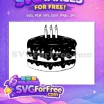Free Dripping Icing Birthday Cake Free Three Lit Candles Free SVG - Instant Download