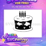 Free Birthday Cake with Candles Free Hearts and Clouds Design Free SVG - Instant Download