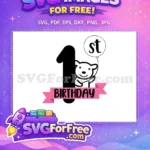 Free Bear With Number One Free Pink Banner Balloon 1st Birthday Free SVG - Instant Download