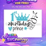 Free 1st Birthday Prince Free Blue Crown Gift Box Birthday Quotes Free SVG - Instant Download
