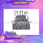Free Gray Cake with Four Candles Free Birthday Quote Free SVG - Instant Download