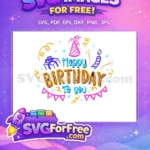 Free Doodle Style Birthday Free Colorful Party Elements Happy Birthday Quote Free SVG - Instant Download