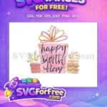 Free Pink Watercolor Gift Box Free Gold Glitter Accents Birthday Quotes Free SVG - Instant Download
