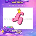 Free Pink Number 4 with Crown Free Princess Fourth Birthday Quotes Free SVG - Instant Download