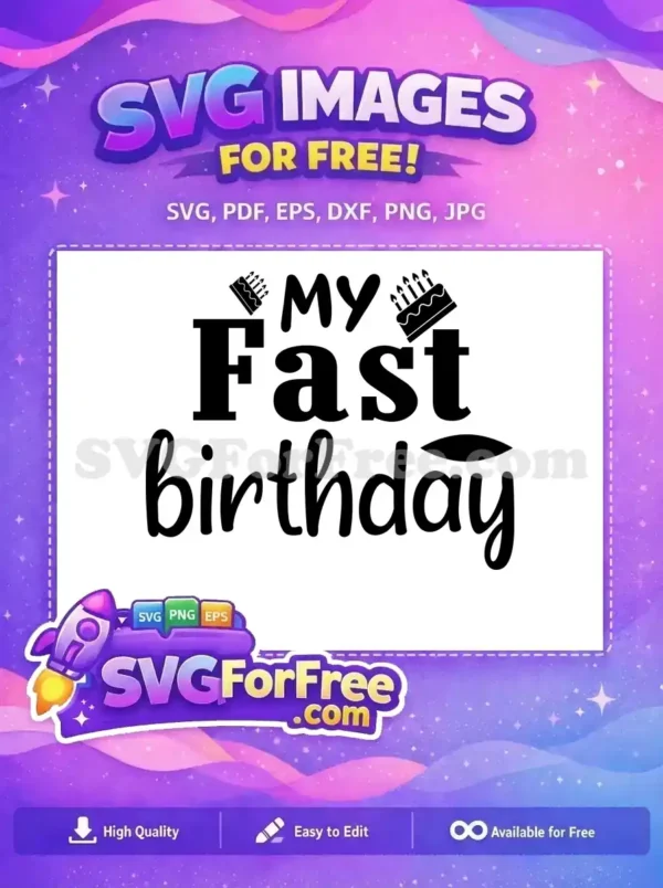 This free SVG features 'My First Birthday' text with cute cakes and candles, ideal for baby's celebration projects.