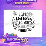 Free Happy Birthday Lettering Free Cake With Candles Celebration Free SVG - Instant Download