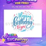 Free Blue Hand Lettering Free Pink Stars and Leaves Birthday Quotes Free SVG - Instant Download