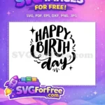 Free Sparkling Black Lettering Free Swirls and Stars Birthday Quote Free SVG - Instant Download