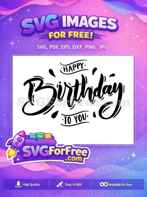 A free stylish black and white brush script 'Happy Birthday To You' lettering design, ideal for celebrations.