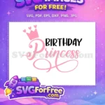 Free Pink Crown with Hearts Free Black Birthday Lettering Birthday Quotes Free SVG - Instant Download