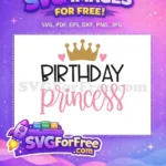Free Gold Crown Pink Hearts Free Pink Script Birthday Quotes Free SVG - Instant Download