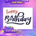 Free Red Confetti Lettering Free Blue Script Birthday Quotes Free SVG - Instant Download