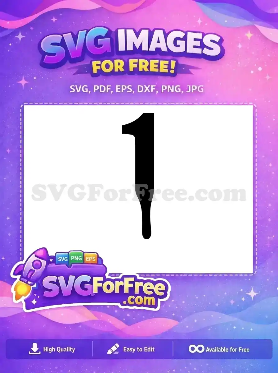 A bold, black silhouette of the number one, a free SVG design perfect for digital and print projects. Experience this free vector.